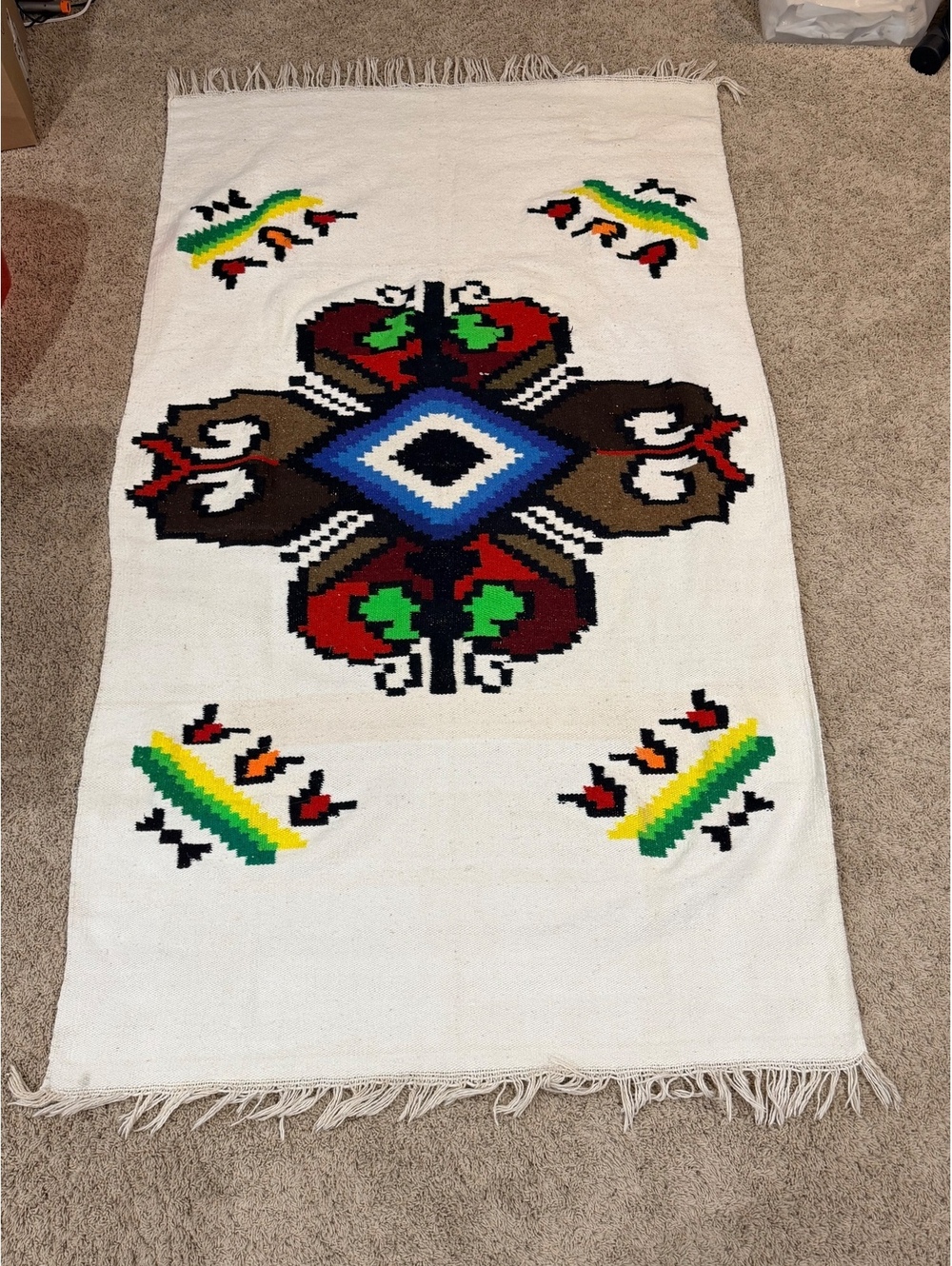 Southwestern Weatern 45 x 77 Style Throw Blanket with Geometric Pattern